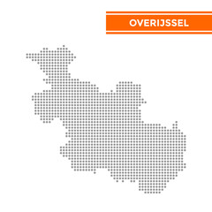 Dotted map of Overijssel Province in Netherlands