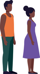 Obraz premium Diverse young man and woman standing side by side in casual clothing vector illustration for lifestyle and social themes