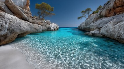 Fototapeta premium Turquoise waters of cala macarella scenic beach landscape