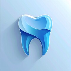 A Minimalist Dental Clinic Logo With A Sleek Tooth Icon, Smooth Curves, Soft Blue Gra