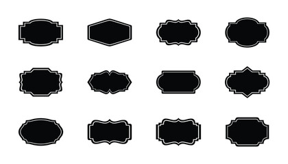 Collection of retro labels, badges and banners vector decorative frame elements. Vector illustration