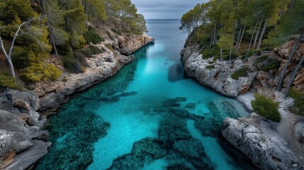 Aerial view of cala mondrag natural park mallorca