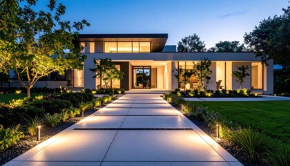 Modern home at dusk (2)