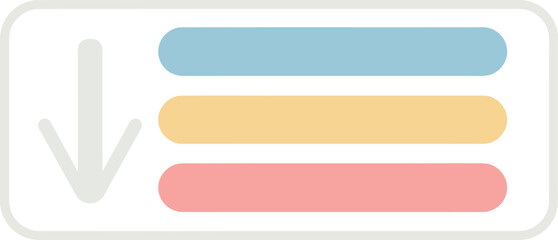 Fototapeta premium Colored horizontal bar chart with downward arrow vector illustration for data visualization and presentation design 
