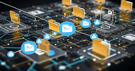 Data Transfer and Communication Network, Data security and processing concept visualization - Powered by Adobe