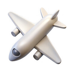 Simple 3d white airplane icon on a black background
