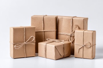 Obraz premium Several kraft paper wrapped gifts