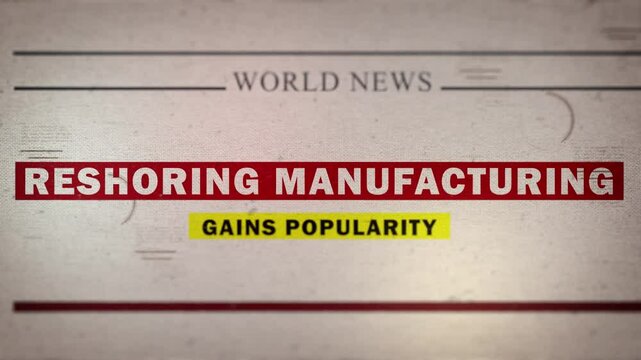 Reshoring Manufacturing Gains Popularity newspaper-style headline titles