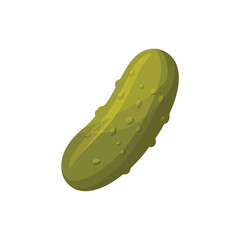 A single green pickle with bumps isolated on a white background