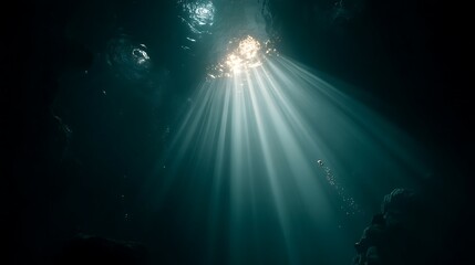 Underwater cave sunbeams