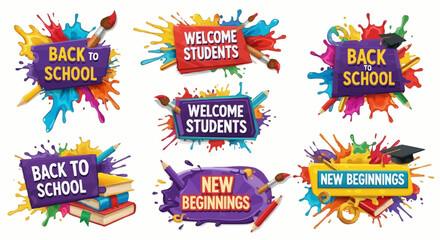 Welcome Students Banner Templates – School Event Vector Set