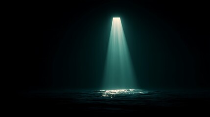 Teal spotlight focus dark background