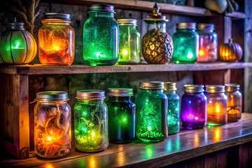 Witchs Spell Jar Collection Glowing In The Dark