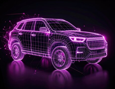 Futuristic wireframe SUV