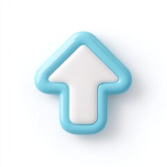 A glossy blue and white upward arrow icon, perfect for indicating progress, direction, or navigation, Ideal for digital applications, websites, and user interfaces,