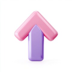 A glossy, modern arrow composed of pink and purple shapes, symbolizing growth and progress, suitable for marketing materials, presentations