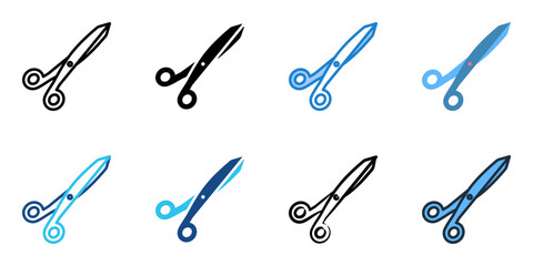 Scissors icon set multiple style collection 
