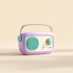 A colorful vintage-style radio with a playful design, set against a soft background, This image is ideal for retro-themed projects, music-related content, or nostalgic advertising,