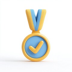 A vibrant medal featuring a checkmark design, ideal for themes of achievement, success, or recognition, Suitable for awards, event promotions, or educational materials,