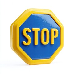 A 3D representation of a colorful stop sign, highlighting safety and caution, Ideal for traffic-related content, educational materials, or graphic designs emphasizing alertness and adherence to rules