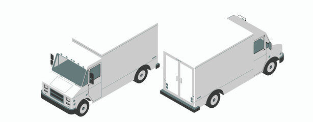 Isometric View of a White Delivery Van