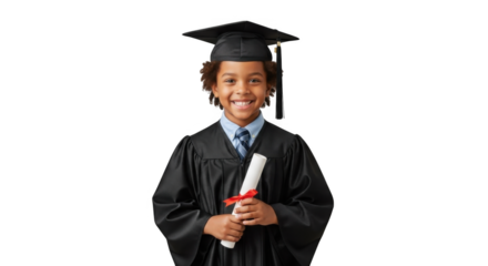 Happy Young Black Boy Graduation PNG For Educational Success Celebration