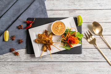 Delightful Skewers With Sauce & Garnishes
