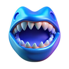 3d render of a friendly monster smiling and showing teeth isolated on black background