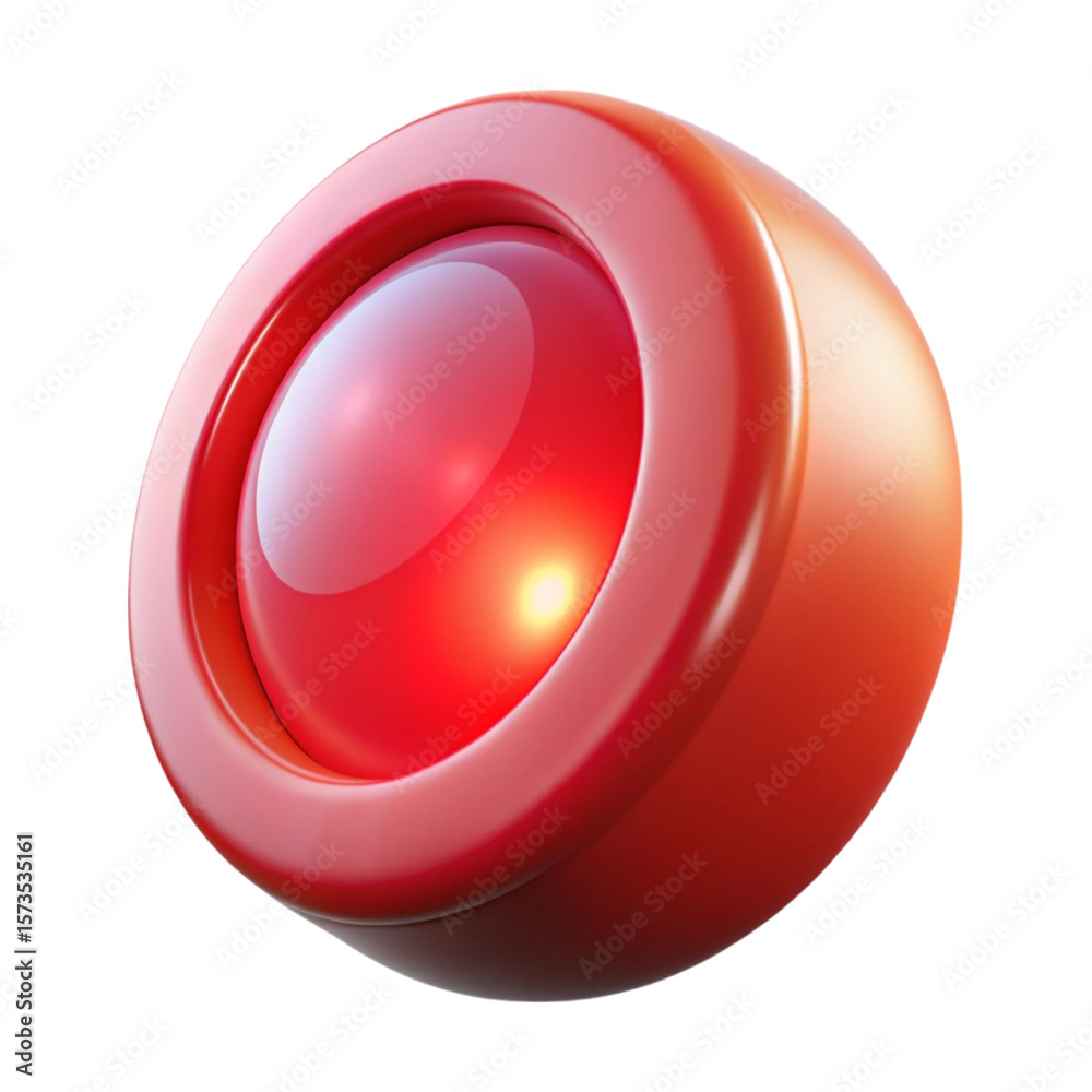 Poster 3d rendered abstract red sphere with glossy surface and inner reflective light source