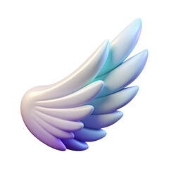 3d rendered white angel wing with blue and purple gradient isolated on black background