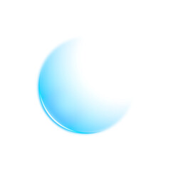Glossy blue crescent moon shape on transparent background
