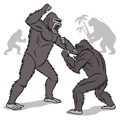 Fototapeta premium gorilla fight an and another
