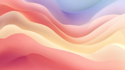 Abstract pastel wave background with soft, flowing, layered curves in shades of pink, orange, yellow, and blue, creating a dreamy, ethereal effect
