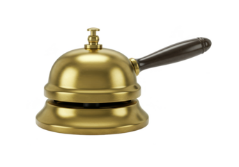 Isolated Golden Hotel Service Bell With Transparent Background