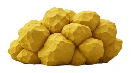Isolated Golden Lump Ore Mineral Precious Nugget Metallic on Transparent