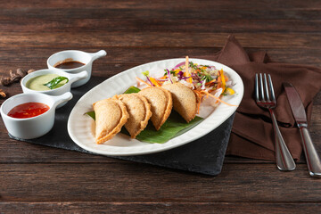Samosa Platter With Colorful Sides