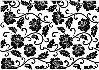 Black and white floral motif is excellent for various functions, batik, textiles etc.