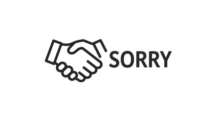 Obraz premium Pixelated Illustration Of Handshake Symbol With Sorry Glitch Text