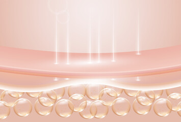 Skin rejuvenation, skin cells, Skin Repair, collagen serum, 3D illustration 	
