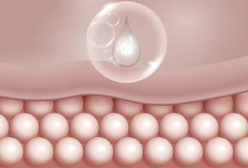 tissue repair serum on damaged or bumpy skin cells, 3d illustration	
