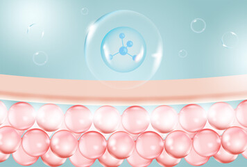 tissue repair serum on damaged or bumpy skin cells, 3d illustration	
