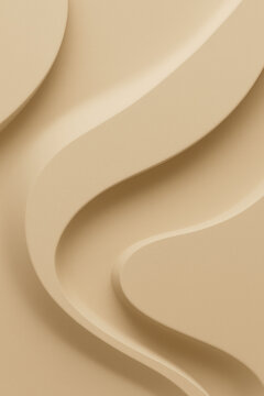 Minimal Vertical 3D Render Style of Soft Curved Shapes in Neutral Beige Colors with Subtle Light and Shadows