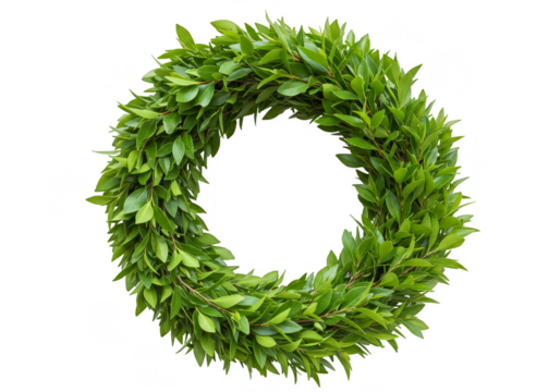 Isolated Green Laurel Wreath Decoration Symbol of Victory and Nature