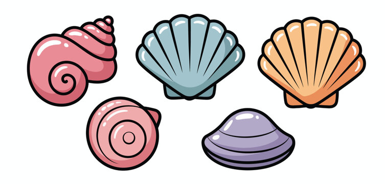 Colorful Cartoon Seashells Collection