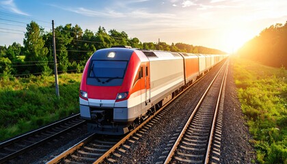 High-speed train through countryside
