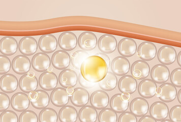 tissue repair serum on damaged or bumpy skin cells, 3d illustration	
