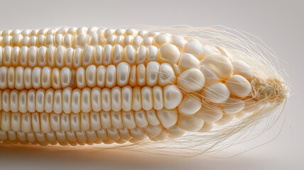 一本のトウモロコシが白背景に浮かぶ