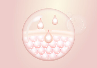 tissue repair serum on damaged or bumpy skin cells, 3d illustration	
