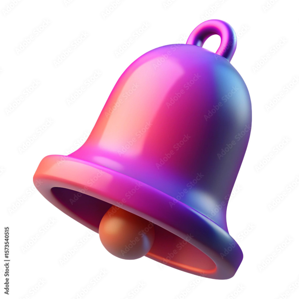 Fototapete modern 3d rendered bell notification icon with gradient colors isolated on black background