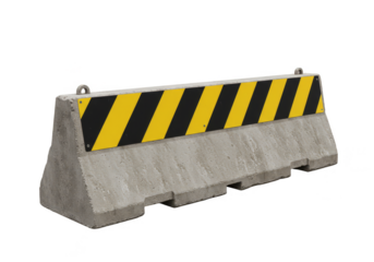 Illustration of Gray Concrete Jersey Barrier with Yellow Stripes Isolated